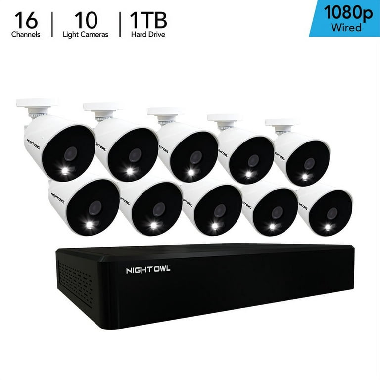 Night Owl Security Camera System CCTV, 8 Channel Bluetooth DVR with 1TB  Hard Drive, 8 Wired 1080p HD Spotlight Surveillance Bullet Cameras, Audio