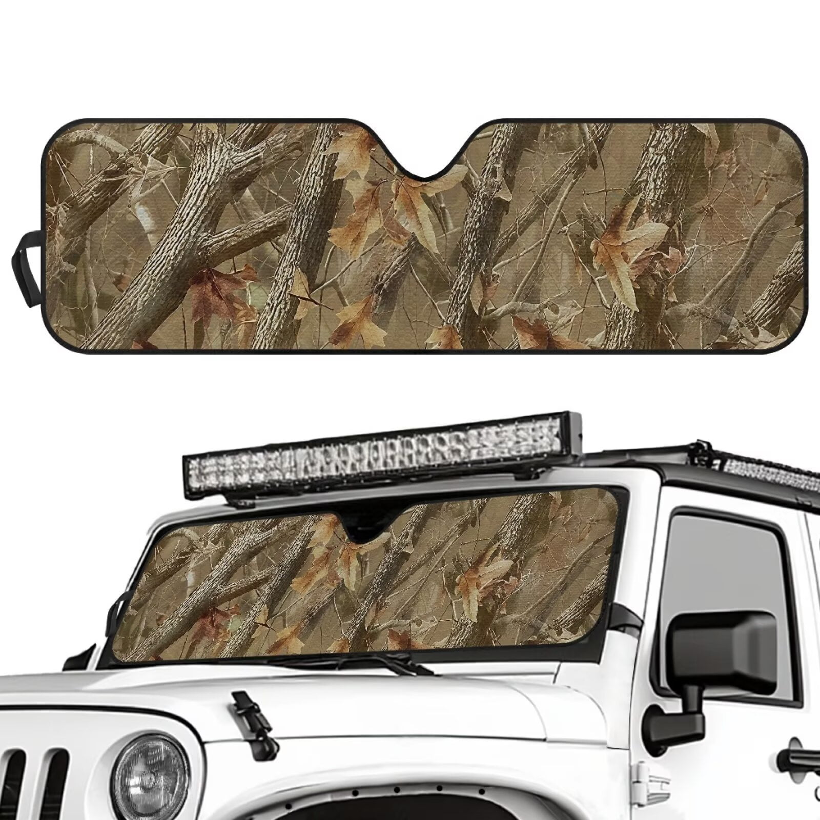 Uorisanigo Windshield Sunshade for Jeep Wrangler JL/JLU 2018-2024 & Jeep Gladiator JT 2020-2024 Camo Hunting Print Car Sun Shade Sun Visor Protection Blocks UV Rays and Keep Vehicle Cool