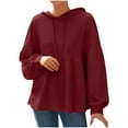 thumbnail image 5 of Womens Oversized Hoodies, Long Sleeve Pullover for Women Fall Fashion Loose Fit Solid Color Ruffle Hooded Sweatshirts, 5 of 6