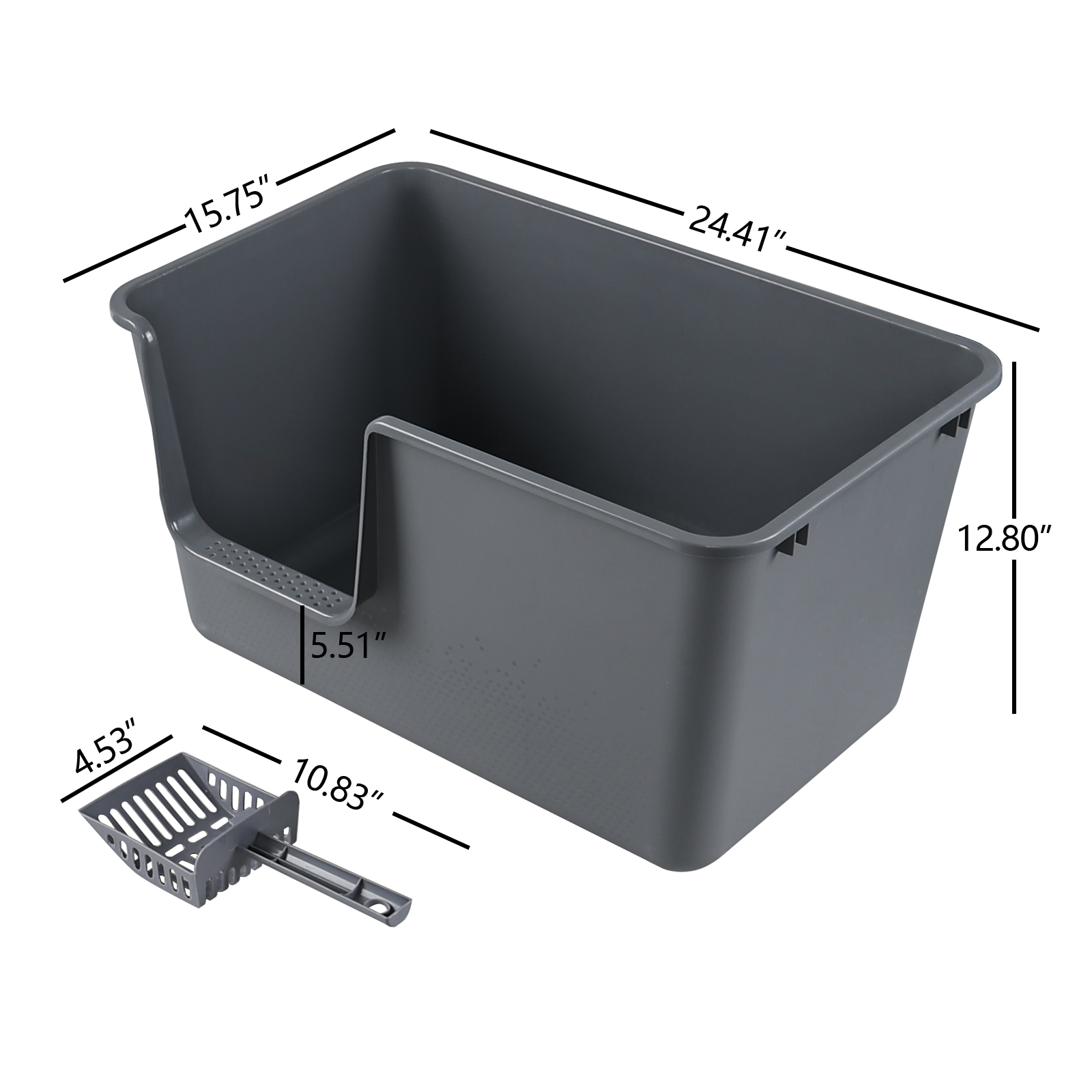 Uumitty Set of 4 Large Open High Sided Cat Litter Box, Standard Litter Pan for Small & Big Cats, Non Stick Surface, Easy to Clean