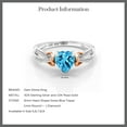 thumbnail image 5 of Gem Stone King 925 Silver and 10K Rose Gold Swiss Blue Topaz and Diamond Ring for Women (0.96 Cttw, Heart Shape 6MM, Gemstone Birthstone, Available in Size 5, 6, 7, 8, 9), 5 of 5