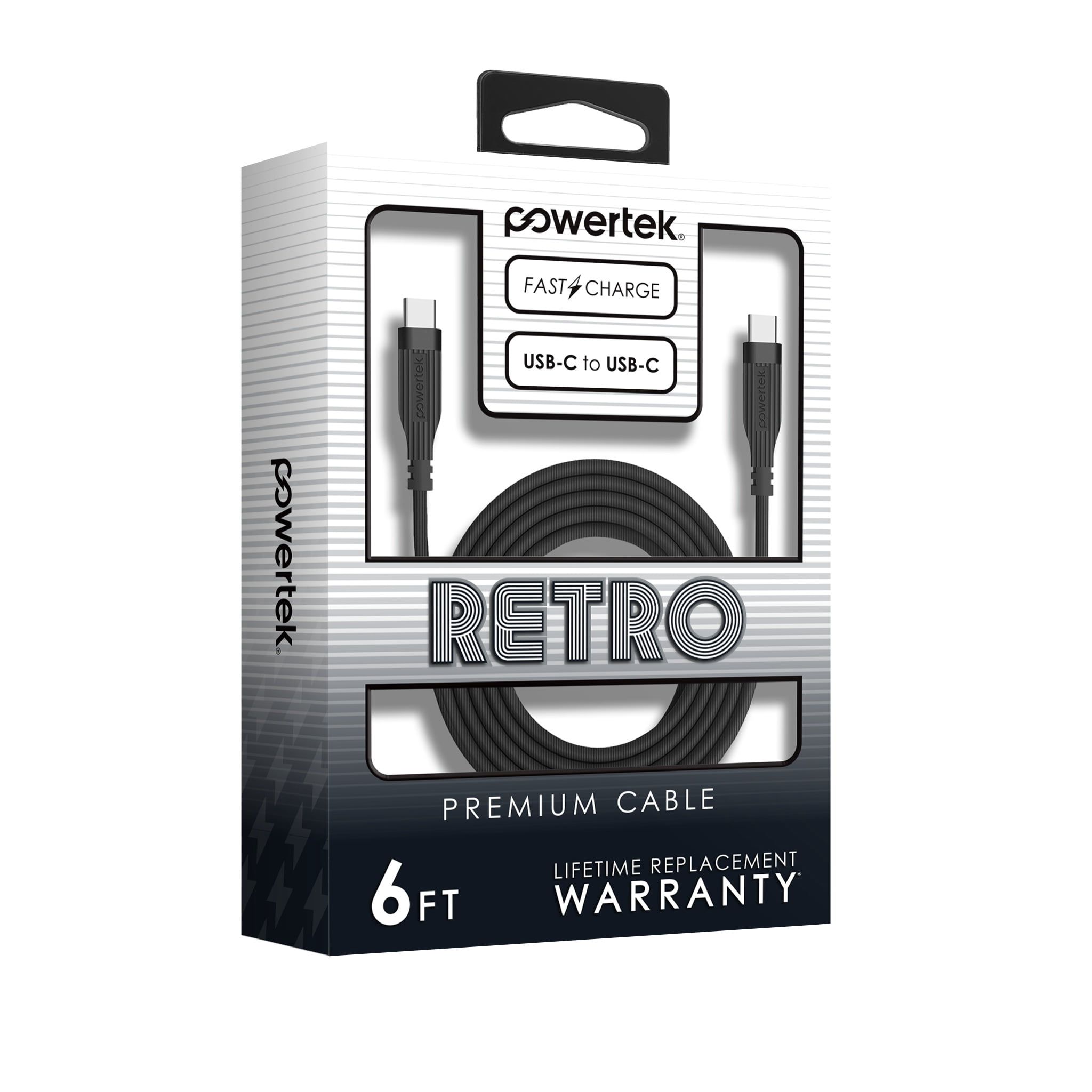 Liquipel Powertek Retro USB-C to USB-C - Black