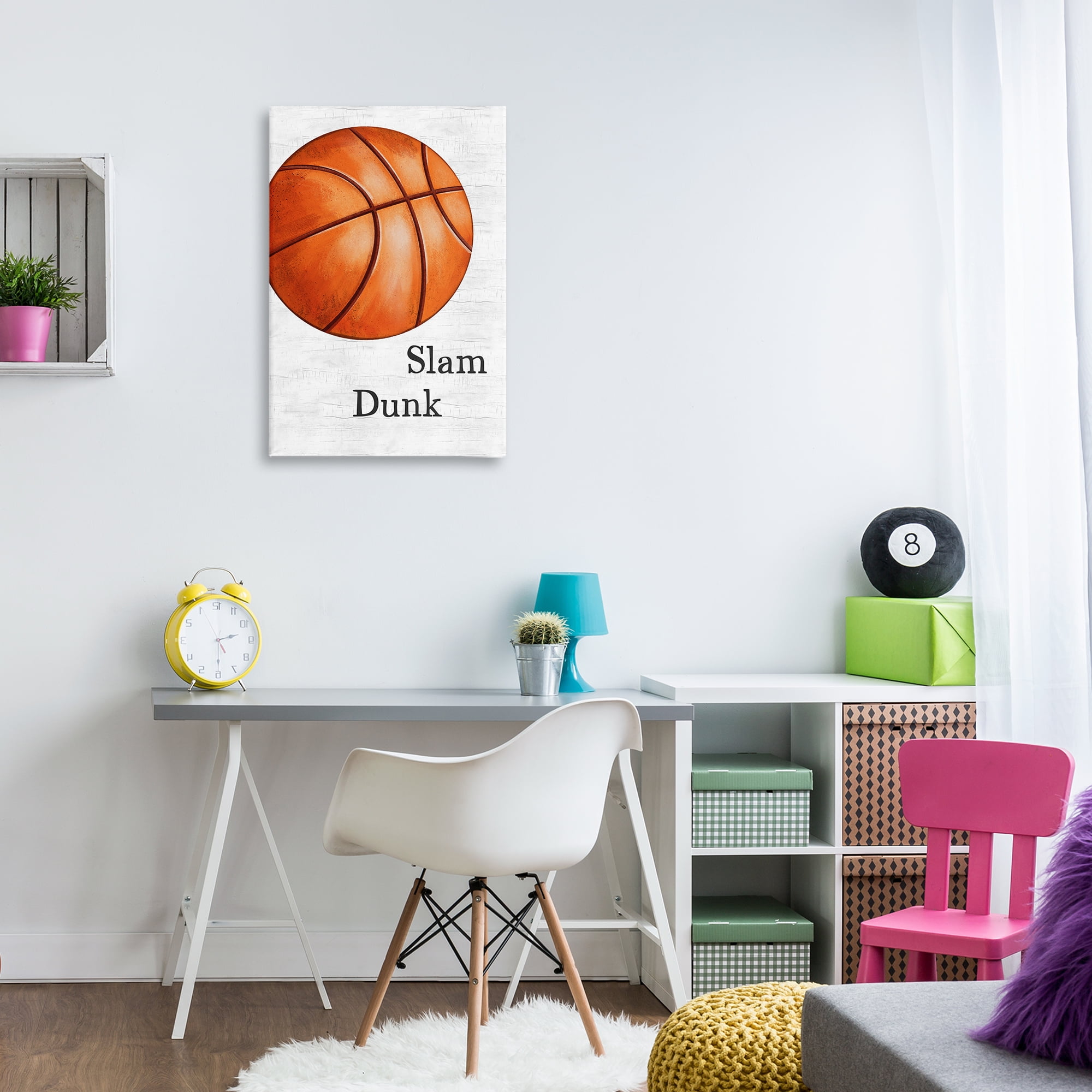 Stupell Industries Slam Dunk Basketball Sports Painting Wrapped Canvas Art Print Wall Art, 20 x 30