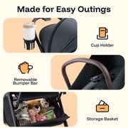 HARPPA Lightweight Travel Stroller for Toddler, One-Hand Fold & Self-Standing, 15.4 lbs, Black