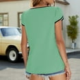 thumbnail image 5 of TIHLMK Womens Shirts Green Women's Fashion Solid Color Round Neck Underwaist Comfortable Loose T-shirt Short Sleeve Blouse Casual Tops Gift for Womens Tops, 5 of 7