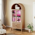 thumbnail image 6 of Uforic Arched Kitchen Pantry Cabinet with Glass Doors, Display Storage Cabinet with LED Lights, Natural, 6 of 8