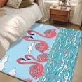 thumbnail image 4 of Summer Cute Flamingo Runner Rug 2.7x5 FT, Non Slip Entryway Carpet, Cartoon Animal Cloud Blue Sky Washable Soft Floor Carpet Entrance Mat Non-Shedding Throw Rug for Hallway Laundry Room Bedside, 4 of 9