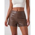 thumbnail image 4 of LMLYSoH Womens Mini PU Leather Shorts Casual Stylish Solid Color Zip Side Mid Rise Shorts for Daily Life Party and More, 4 of 9