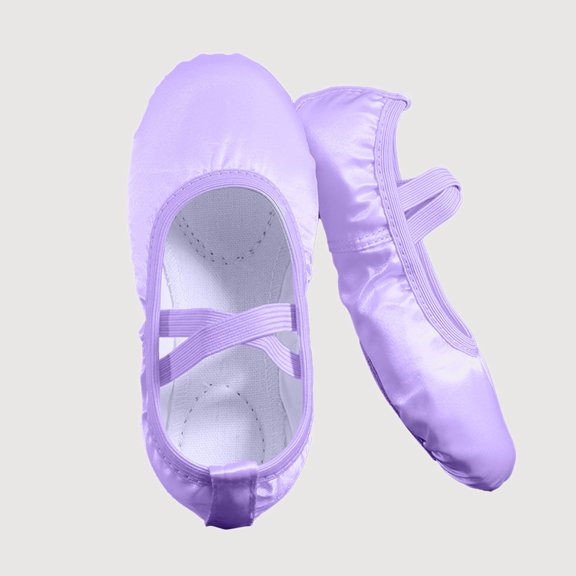 Gyujnb Girls Satin Ballet Slippers Split Sole Dance Shoes with Elastic Strap (Little Girls, Big Girls),6-6.5 Years