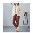 thumbnail image 3 of Pyhlmscde Linen Women Summer Lightweight Casual One Button Linen Work Jackets Lapel 3/4 Sleeve For Women Trendy, womens blazers for work casual, womens blazers dressy casual, jackets for women, 3 of 3