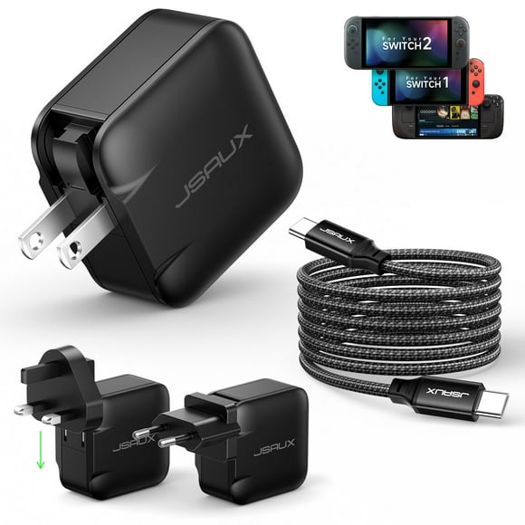 Cargador JSAUX USB C de 65 W para Nintendo Switch 2 con enchufes de la UE y el Reino Unido