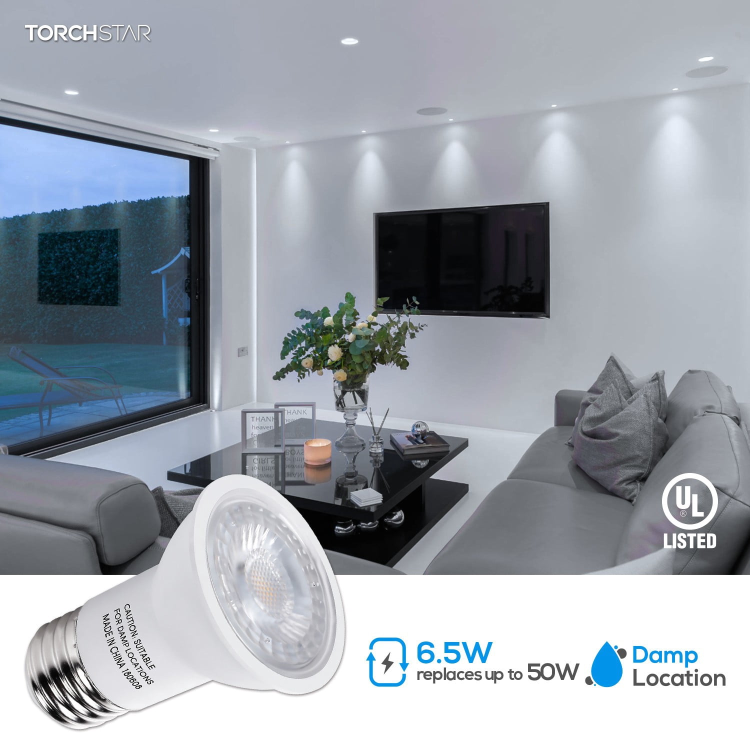 24 Pack LED PAR16 Spot Light Bulbs, 6.5W(50W Eqv.) 500lm E26 Medium Base Dimmable Spotlight, 40° Beam Angle, UL Listed Track Light Bulb, 5000K Daylight