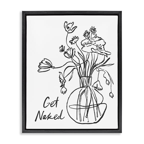 Stupell Industries Get Naked Flower Contour Black Framed Floater Canvas Wall Art, design by Lettered and Lined