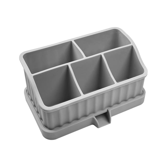 Silicone Bathroom Storage Rack with 6 Compartments and Detachable Drain Tray for Toothbrushes Toothpaste Cosmetics