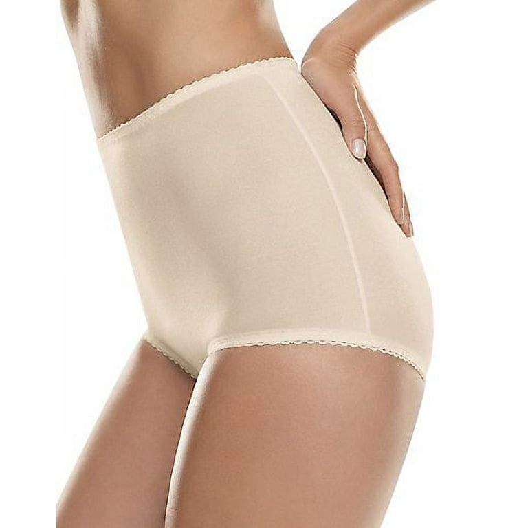 Hanes Women's Shaping Brief Pack, 100% Cotton Lining, 2-Pack Light Beige  2XL 
