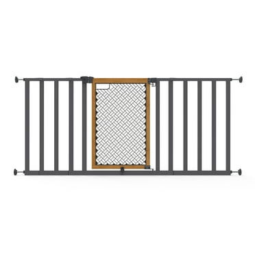 Ingenuity Thruway 60XW Series Pet and Baby Gate, Honey Oak Stained Wood and Metal, Openings from 30-60" Wide, Ages 6-24 Months