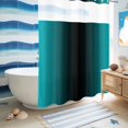 thumbnail image 5 of No Hook Shower Curtain, Teal Black Ombre Shower Curtains for Bathroom with See Through Top Window, Gradient Contemporary Abstract Art Waterproof & Washable Bath Curtain Stall 48"x72", 5 of 9