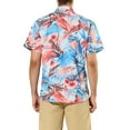 thumbnail image 3 of INSPIRE CHIC Men's Shirts Short Sleeve Floral Print Button Up Point Collar Hawaiian Shirt 34 Blue Pink, 3 of 6