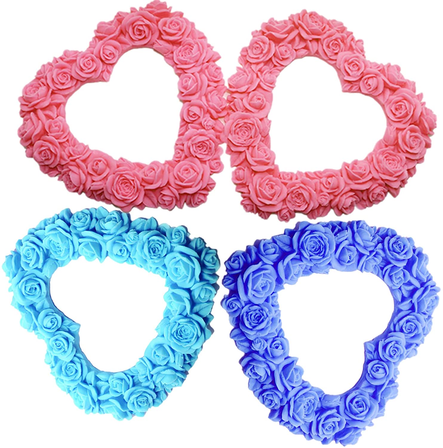 ABPETE Rose Heart Wreath Fondant Chocolate Candy Silicone Mold Cake Decorating Baking Pastry Tools Soap Mould Resin Polymer Clay Mold