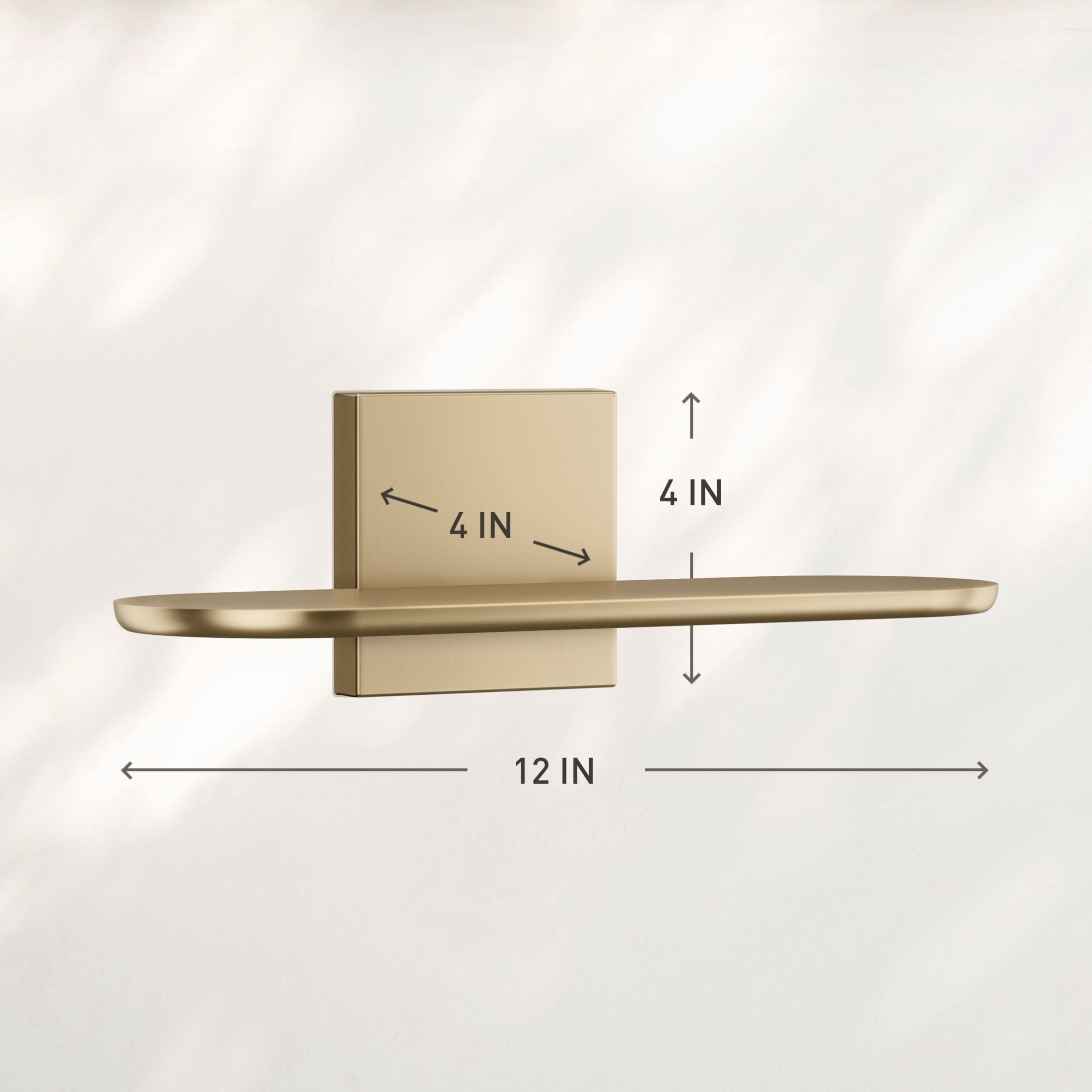 Command Decor Metal Wall Shelf, Brushed Brass, Holds 5 lbs, 1 Shelf, 8 Large Adhesive Strips