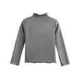 thumbnail image 3 of Girls Mock Neck Long Sleeve Shirts 2025 Ribbed Knit Slim Fit T Shirts Fall Layer Tops Tees Gray 130, 3 of 3
