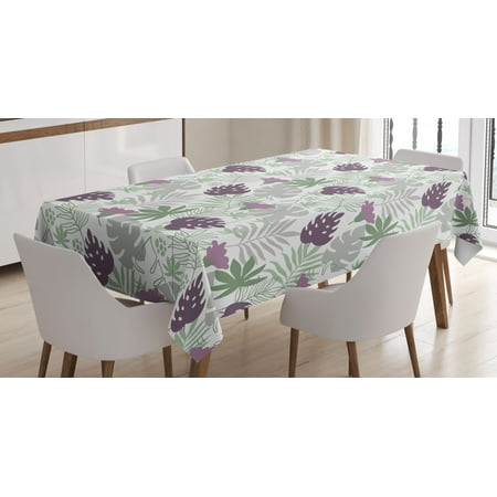 

Leaves Tablecloth Tropical Foliage Silhouettes Exotic Botany Hawaiian Nature Elements Vintage Rectangular Table Cover for Dining Room Kitchen 60 X 90 Inches Eggplant Green Grey by Ambesonne