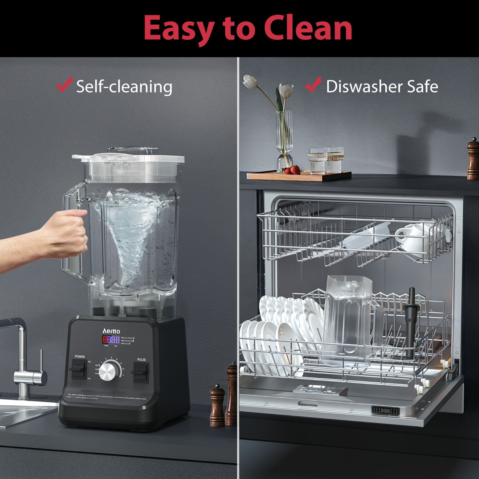 Aeitto® Blenders for Kitchen, High Speed Blenders for Smoothies and Shakes with 1500-Watt Motor, 68 Oz Large Capacity, Countertop Professional Blenders for Ice Crush, Frozen Drink, Platinum