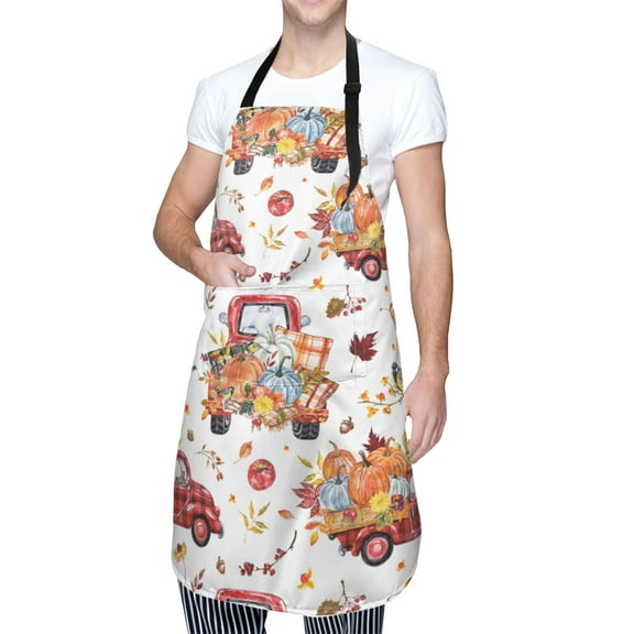 Kdxio Watercolor Fall Apron with Pockets Adjustable Kitchen Aprons for Men Women Waterproof Aprons for Cooking,Drawing,Crafting, Baking Household Cleaning