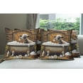 thumbnail image 2 of Ambesonne Rustic Throw Pillow Cover Pack of 4, Cow in Bubbly Bathtub Barn, 4 Pcs-36" x 16", Caramel Yellow and Brown, 2 of 5