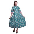 thumbnail image 1 of Bimba Robe à Manches Retroussables Imprimée Florale pour Femmes Col Mandarin Chemise Boutonnée-Large, 1 of 5