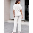 thumbnail image 5 of EKOUAER Women Waffle Knit Lounge Sets Short Sleeve Top and Long Pant Pajama Set Loungewear 2 Piece Pjs Set with Pockets, 5 of 6