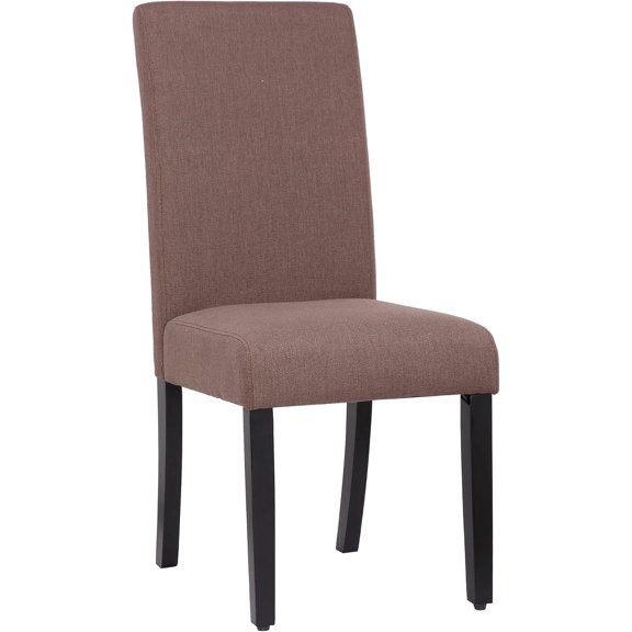 WestinTrends Linox Upholstered Dining Room Chairs, Modern Parsons Chair Linen Fabric Kitchen Dining Table Chairs with Solid Wood Legs, Brown