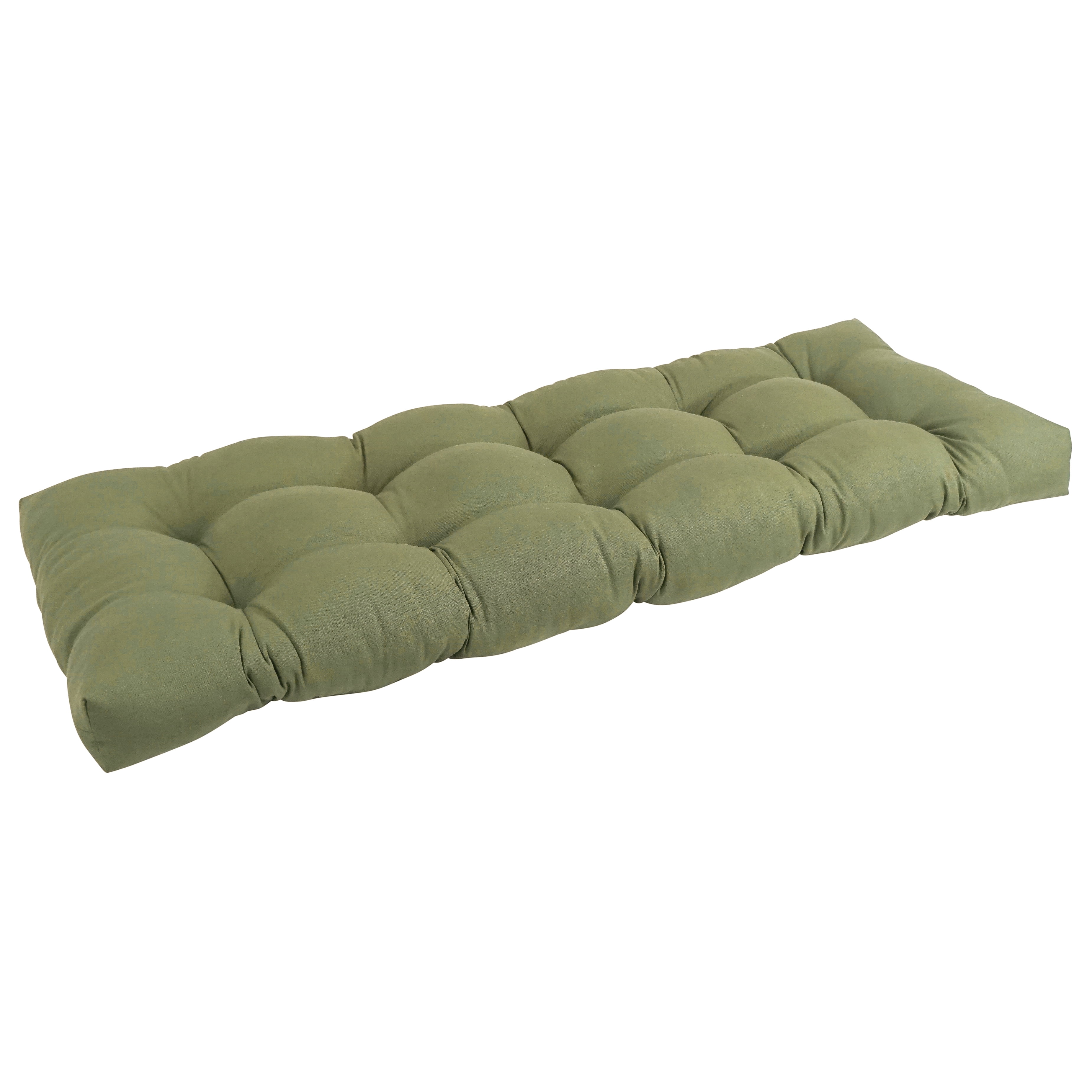 51inch by 19inch Tufted Solid Twill Bench Cushion GreenColor