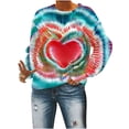 thumbnail image 4 of Jalioing Women's Sweatshirt for Valentine's Day Drop Shoulder Pullover Top Tie-Dye Print Fashion 2024 Tunics (XX-Large, Blue), 4 of 6