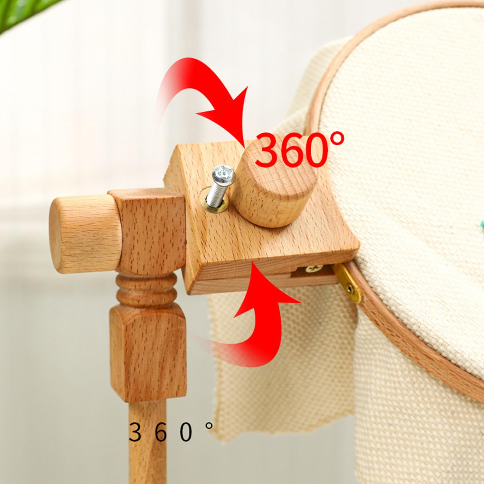 Solid Beech Wooden Embroidery Hoop Stand Rack Rotated Adjustable Desktop Cross