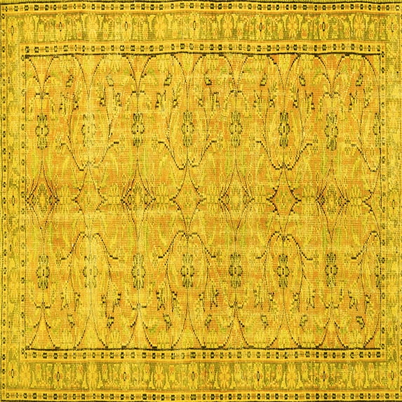 Ahgly Company Indoor Square Persian Yellow Traditional Area Rugs, 8' Square