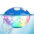 thumbnail image 1 of Blufree Altavoz Bluetooth para piscina con luces coloridas, altavoz flotante portátil para piscina IP68 impermeable, micrófono incorporado, sonido cristalino flotante inalámbrico Bluetooth para piscin, 1 of 5