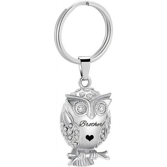 Owl Animal Cremation Urn Keychain for Ashes Crystal Memorial Keepsake Pendant Jewelry with Funnel Filler Kit for Dad Mom Grandma Grandpa