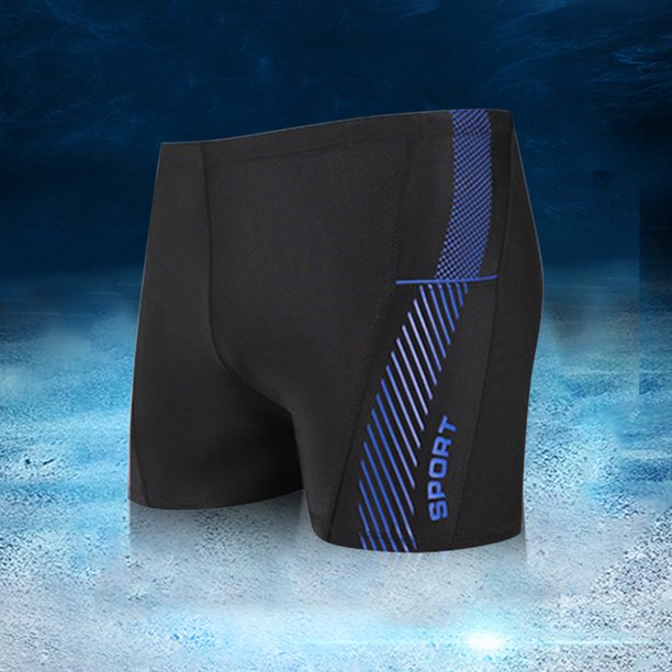 Augper Men Casual Line Print High Stretch Swim High Elasticity and Softness Shorts Swimming Pants