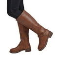 thumbnail image 4 of CEHVOM Winter Warm Women's Rivets Zipper Hoof Heels Riding Horse Mid Calf Boots, 4 of 6