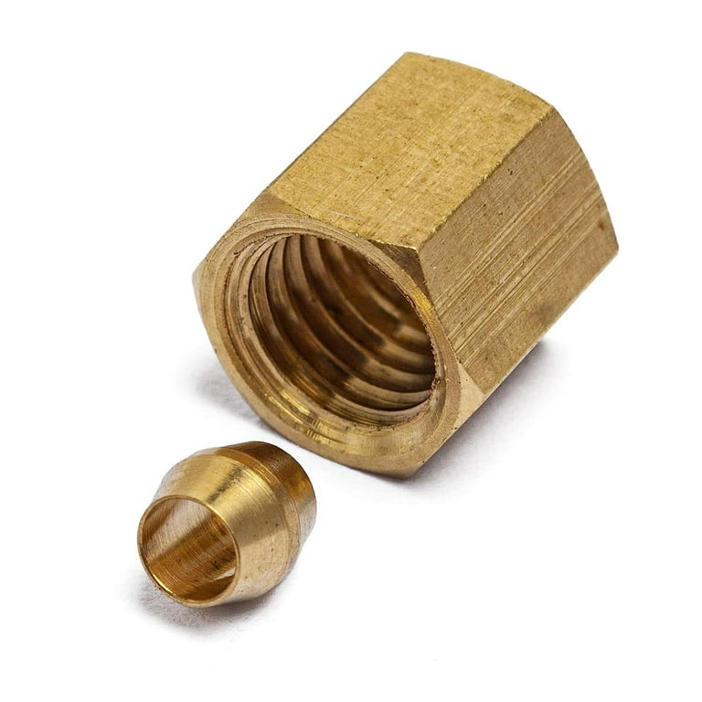 Bilot 1/8-Inch Brass Compression Sleeves Ferrule with 1/8-Inch Compression  Nut, Brass Compression Fitting(Pack of 75) 