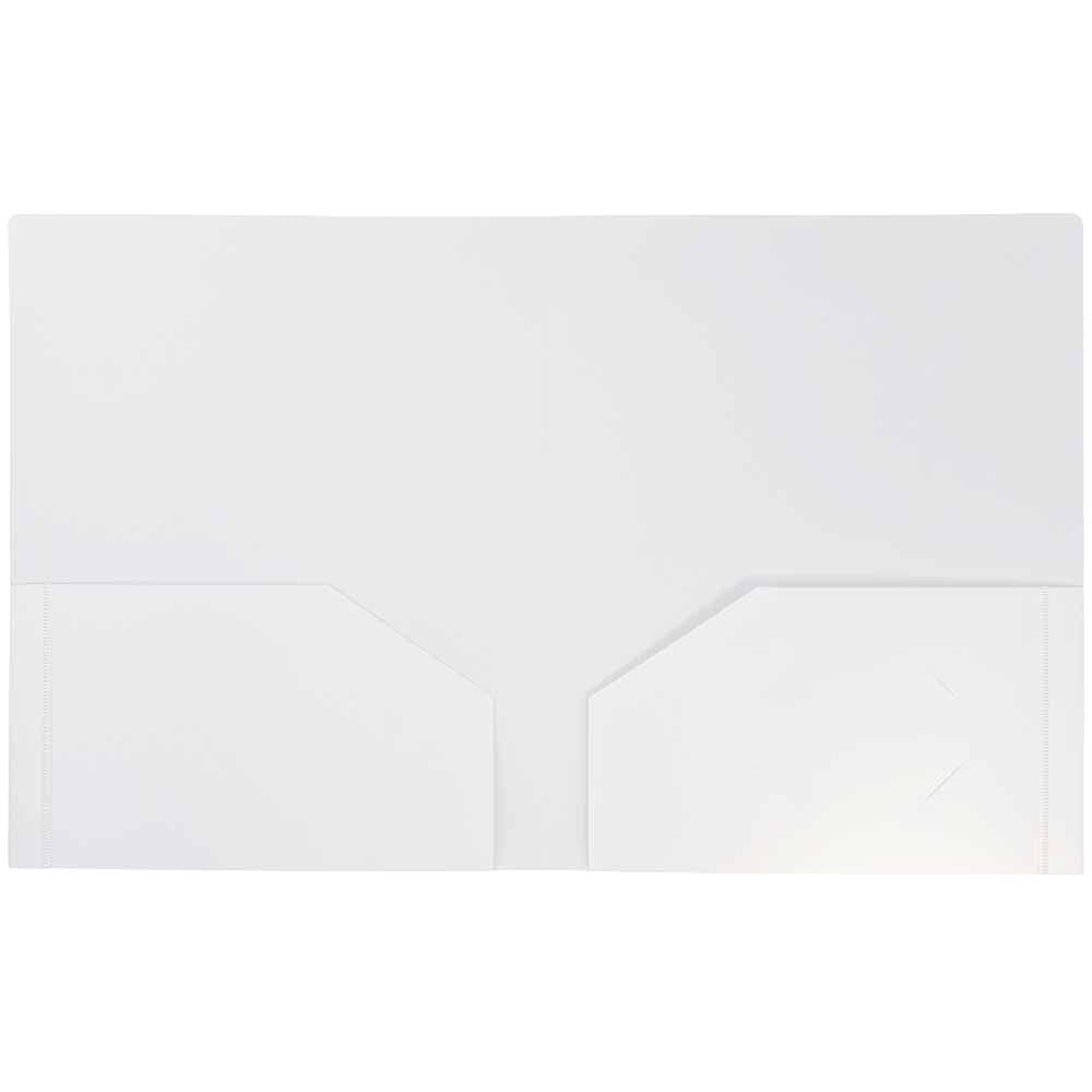 JAM Paper Heavy Duty Plastic 2 Pocket Extra Tough School Folders, White, Bulk 48/Pack