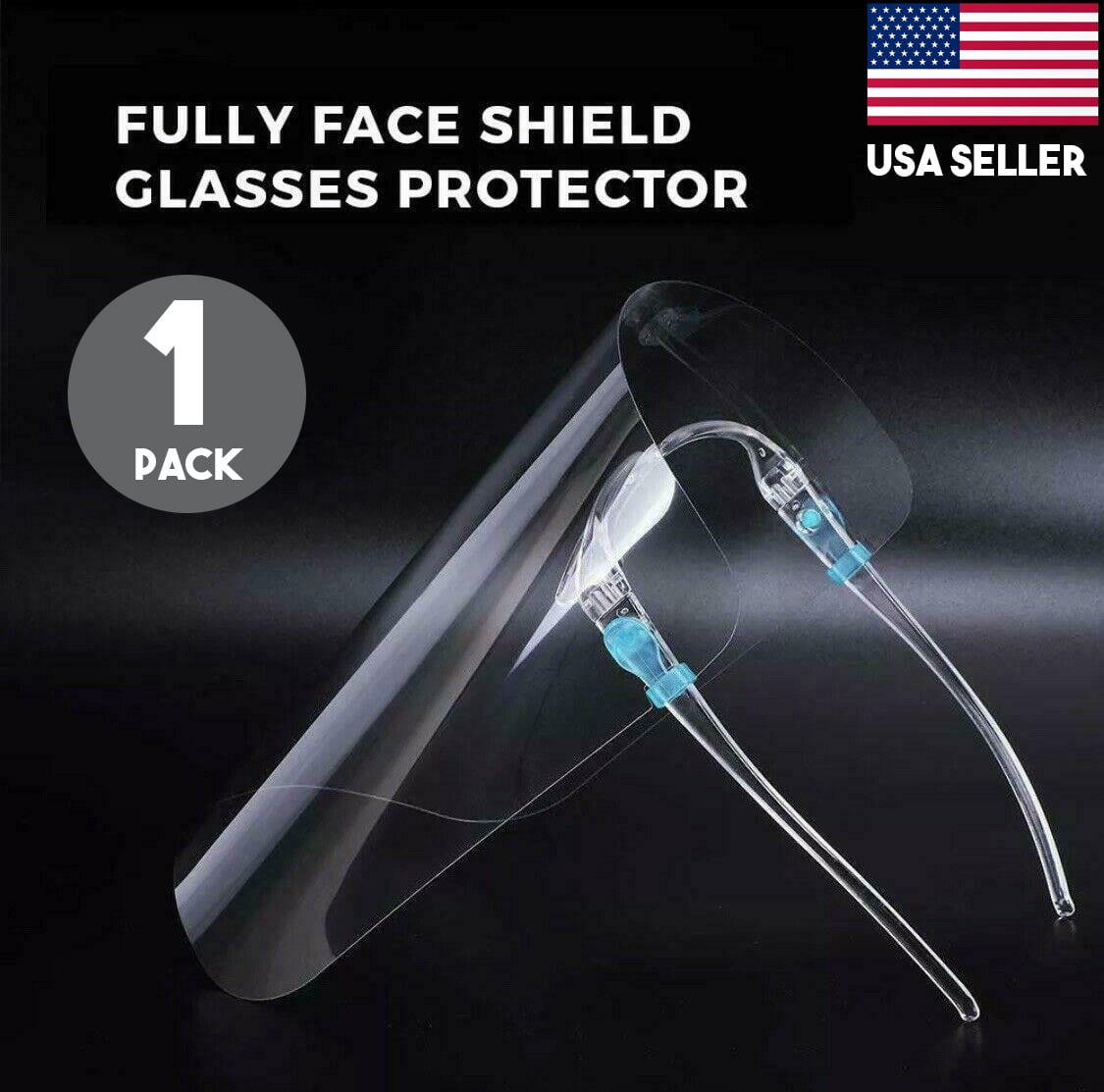 10 Pack Adult Face Shield Clear Frames Safety Glasses AntiFog Shield USA Shipper 
