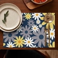 thumbnail image 4 of Navy Daisy Flower Pattern Summer Placemats Table Placemats Set Of 6-Linen Kitchen Washable Placemats Table Mats 11.8"x17.7" Non-Slip Heat Resistant, 4 of 5