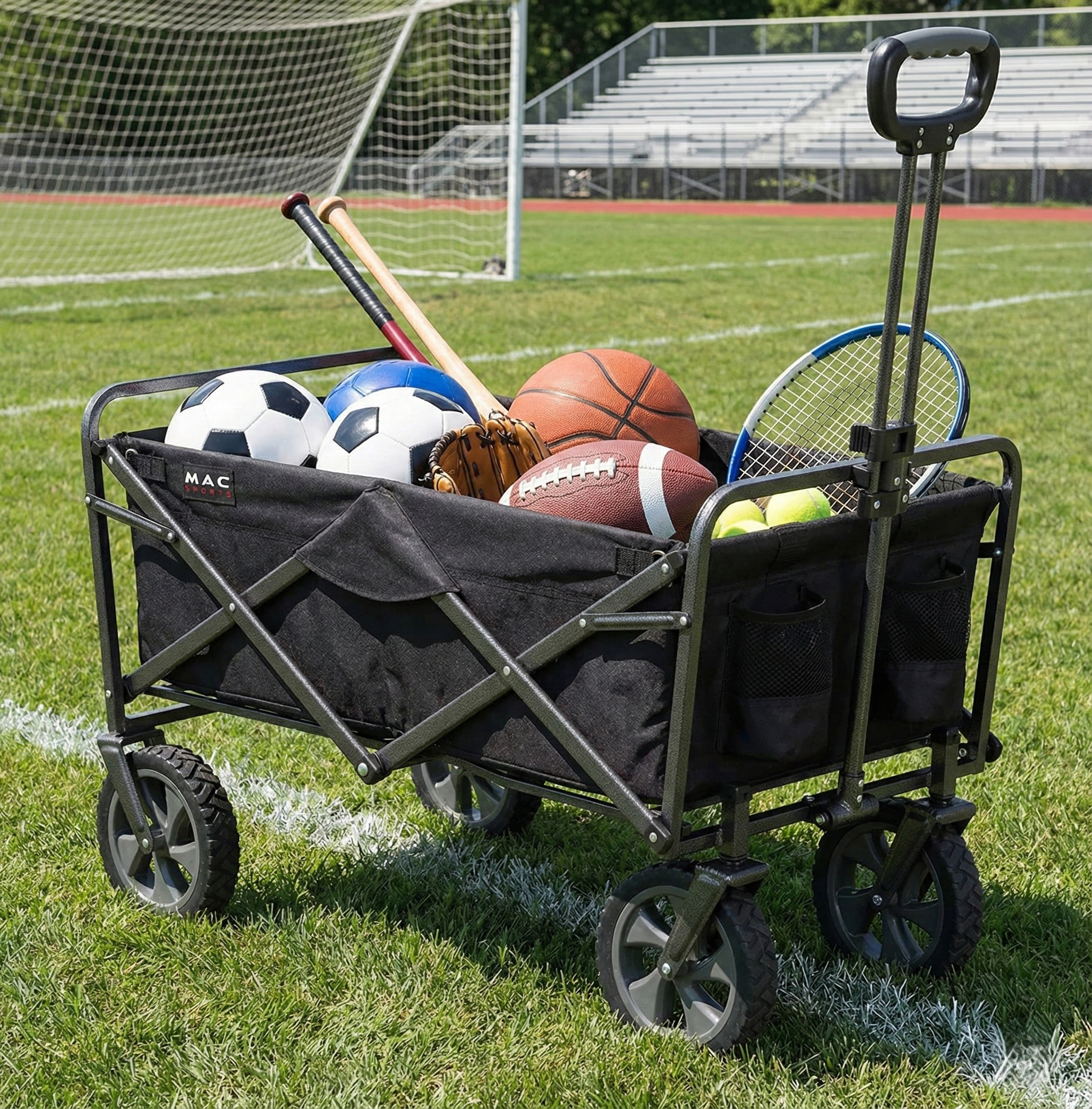 Mac Sports Collapsible Folding Outdoor Heavy Duty Utility Wagon, 300 lbs Weight capacity, Black