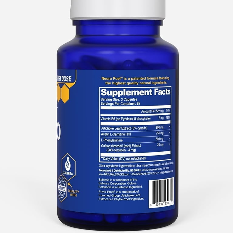 Natural Stacks NeuroFuel Brain Support Supplement, 75 Focus Pills, L- Carnitine & L-Phenylalanine - Walmart.com