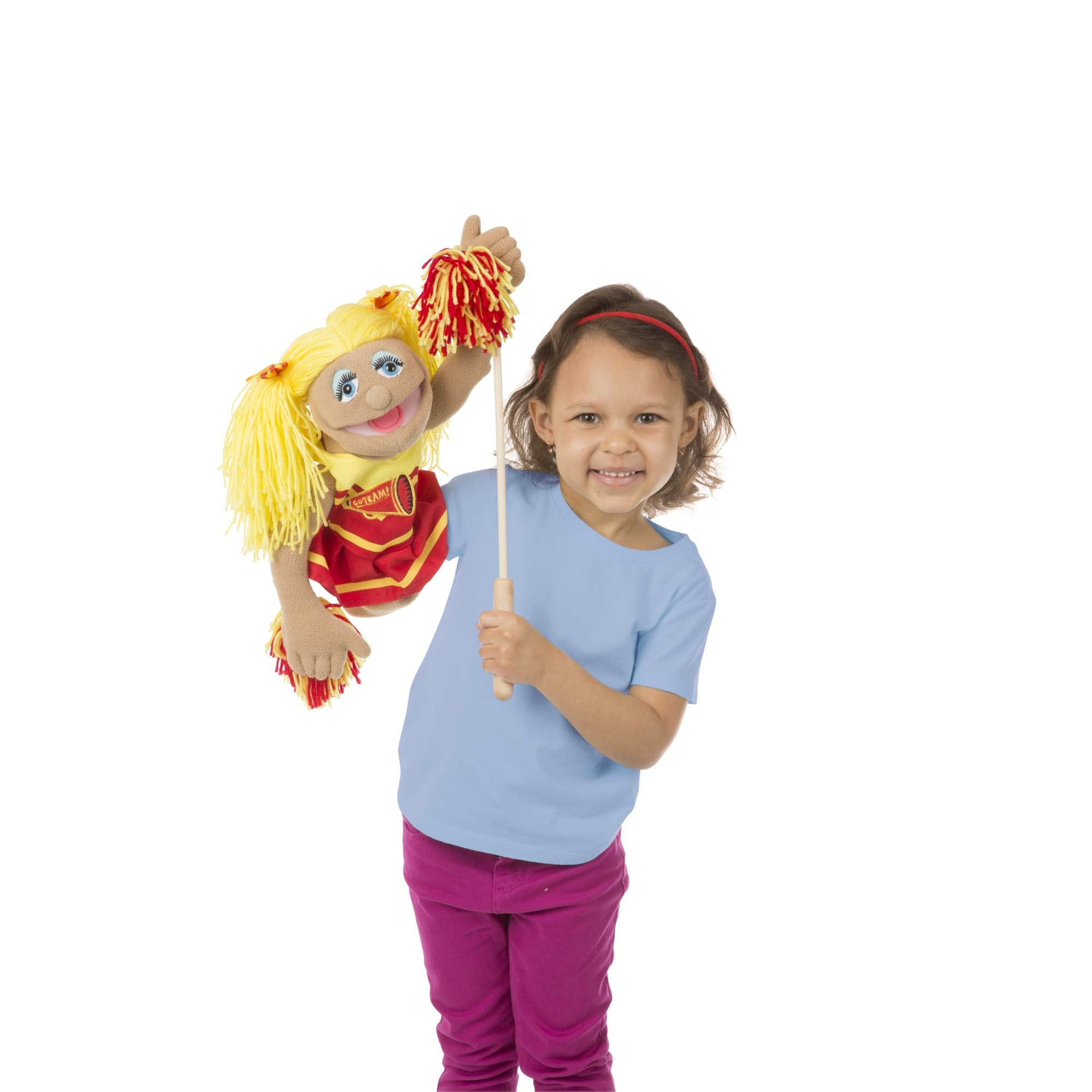 Melissa & Doug Cheerleader Puppet With Detachable Wooden Rod for Animated #2554 