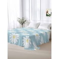 thumbnail image 5 of White Teal Daisy Queen Size Flat Sheet, Wrinkleproof & Fadeproof Cooling Flat Bed Sheet Only, Spring Summer Floral Farmhouse Breathable Soft Bedding Top Sheets 90 x 102 Inches, 5 of 8