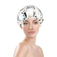 thumbnail image 3 of Kdxio Puppy Print Shower Cap for Women,Elastic and Reusable,Double Waterproof Layers Bathing Hat, 3 of 9