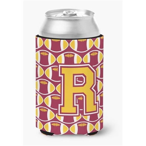 Letter R Football Maroon & Gold Can or Bottle Hugger